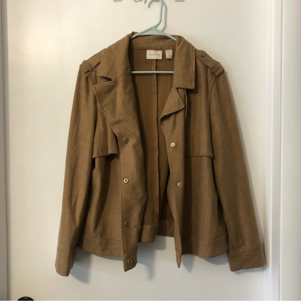 Chico’s Moto Suede Long Sleeve Jacket Large/Chico’s Size 2